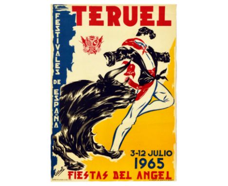 Original vintage advertising poster for Teruel Fiestas del Angel Festivales de Espana / Teruel Festivals of Spain that took p