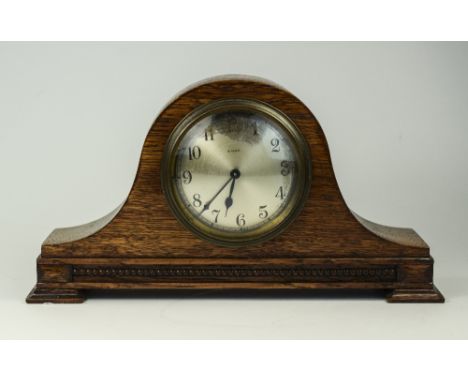 Oak Cased Mantel Clock, Silvered Dial, Arabic Numerals, Spring Driven