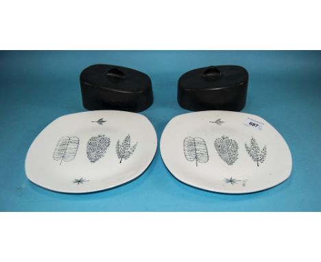 Midwinter 'Nature Study' Fashion Shape Butter/Cheese Dishes.