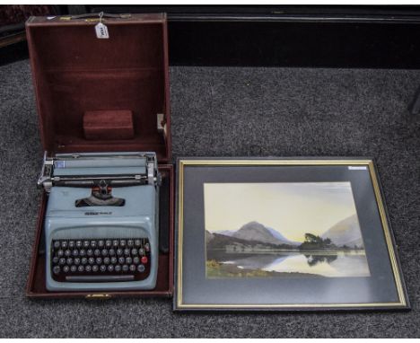 Olivetti Studio 44 Typewriter Together With A Framed Print