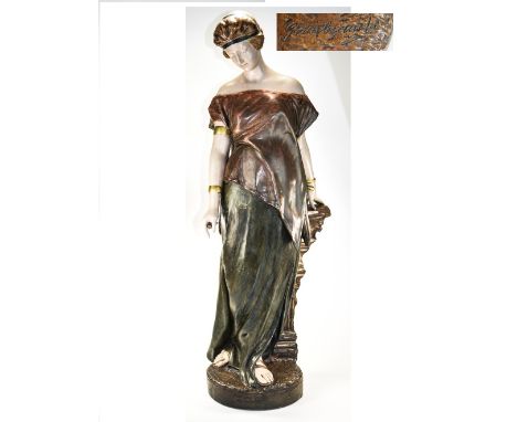 Goldscheider - Art Nouveau Tall and Impressive Signed Figurine. c.1900. Number 2426 41 17, Goldscheider Plaque to Base. Stand