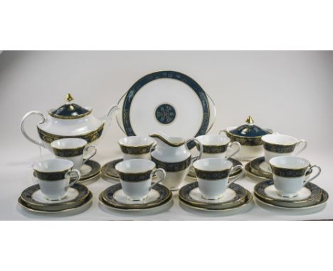 Royal Doulton 'Carlyle' Design Tea Set comprising teapot, sandwich/cake plate, milk jug, two handled sugar bowl. 8 cups, sauc