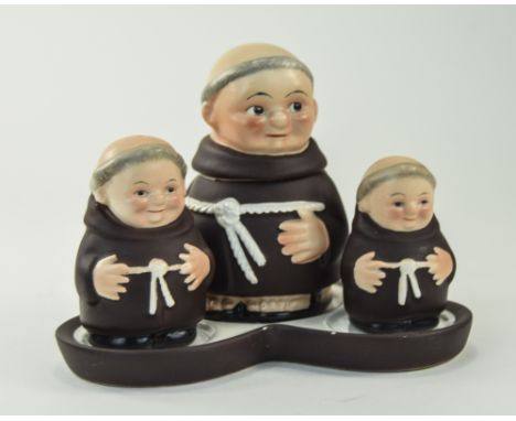 Goebel Four Piece Novelty Cruet Set In The Form Of Monks. Tallest 4 inches high. Good overall condition.