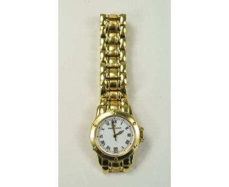 Maurice Lacroix Ladies 18ct Yellow Gold Wristwatch with Integral 18ct Gold Bracelet. S.N 7189763, White Dial, Black Numerals,