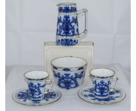 James Macintyre Aurelian Printed Dubarry Iris Design - Water Jug, Large Sugar Bowl and Two Cups and Saucers ( 6 ) Pieces In T