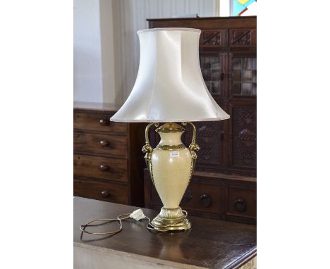 Modern Decorative Table Lamp, With Cream Shade. Height 32 Inches.