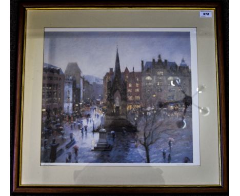 Limited Edition Bob Richardson Framed Print Depicting Albert Square Manchester. Signed and Numbered to the Margin. Mounted an