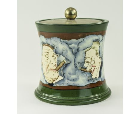 Wileman & Co Foley Intarsio Lidded Tobacco Jar. Reg Num 36438. c.1896. 5.25 Inches High. 