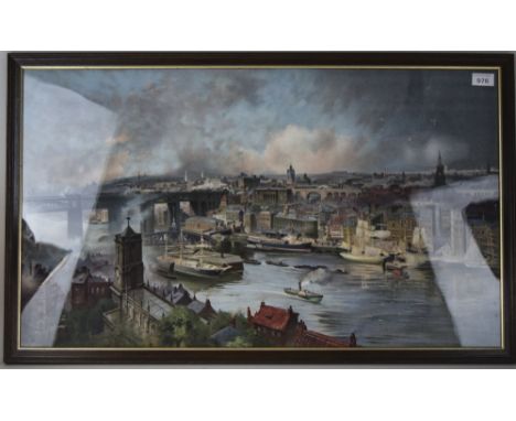 Niels Møller Lund Framed Print/Lithograph City Of Newcastle, 19x32 Inches 