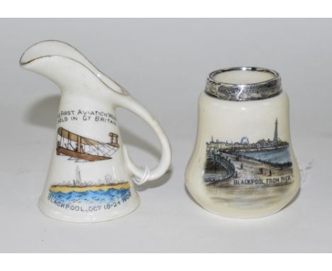 Commemorative Interest. Rare - The 1st Aviation Week Held In Great Britain Oct 1909, Was Held In Blackpool - A Small China Or