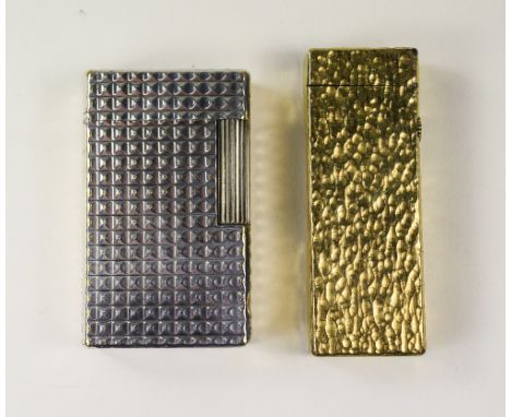 S. J. Dupont - Paris Vintage Silver Plated Cigarette Petrol Lighter. 2.25 Inches High + a Vintage Gold Plated Dunhill Stylish