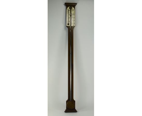 late 20th Century Reproduction Oak Stick Barometer Comitti and Sons, London. Height 36 Inches