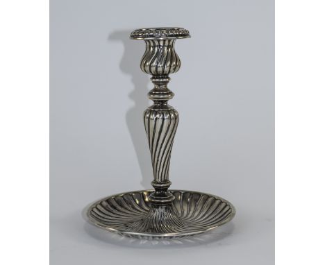 German 19th Century Fine Wilhelm Binder Silver Candle Stick Holder and Tray. Silver Marks for 800, Crescent and Crown, Makers