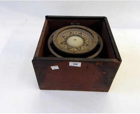 Hitchie, Boston ship's compass in wooden box, no 39391, 21cm diameter approx 