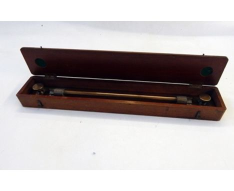Brass roller ruler in a wooden case, 47.5cm long 