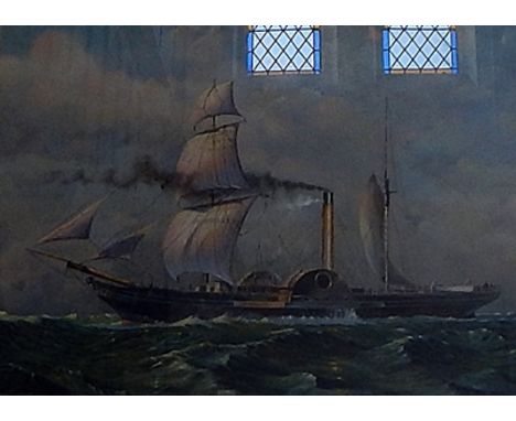 J Dunn (20th century) Oil on board "Sirius" (the first vessel to cross the Atlantic under sustained steam power built in 1837