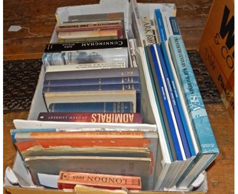 Quantity of books on sailing and navigation including two volumes of "Admiralty Manual of Navigation" and "HMS Frobisher's" m