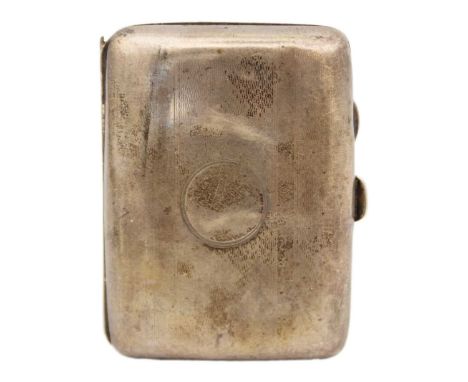 A George V silver engine turned cigarette case. Birmingham 1918, length 8.5cm, 2.29 oz.