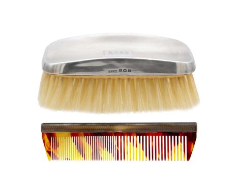 A cased set of silver gents grooming brushes by Fred H Adams & Holman. Including a clothes brush, hallmarked Birmingham 1946,