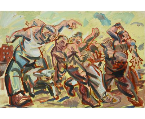 Peter Howson (b.1958) Scottish  ''Timeless March (study) 1992'' Signed and inscribed on stretcher verso, oil on canvas, 61cm 