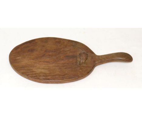 A Robert ''Mouseman'' Thompson Oak Cheese Board, circa 1948, with carved mouse signature on the board, 37.5cm