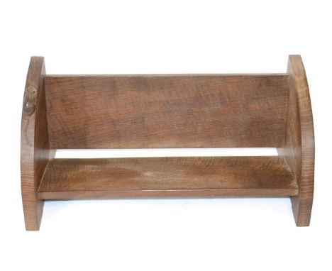 A Robert ''Mouseman'' Thompson Oak Book Trough, circa 1948, with carved mouse signature, 46cm