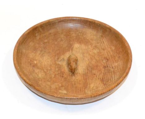 A Robert ''Mouseman'' Thompson Oak Circular Fruit Bowl, with carved mouse signature to the interior, 28.5cm diameter; and A R