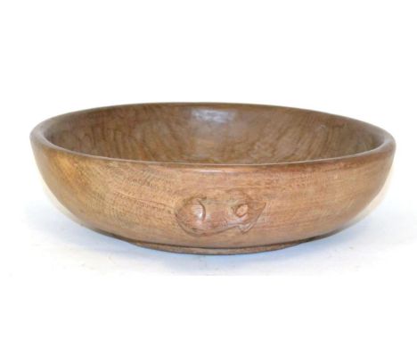 A Robert ''Mouseman'' Thompson Oak Fruit Bowl, circa 1948, with carved mouse signature to the exterior, 24.5cm