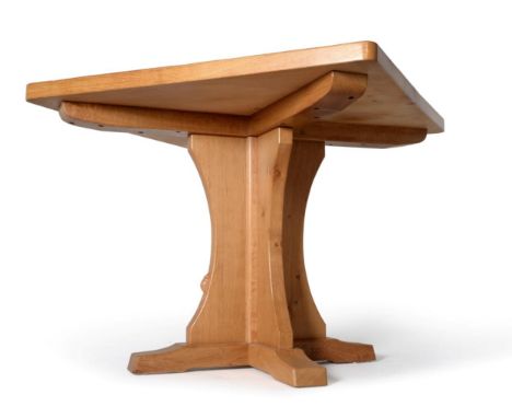 A Robert ''Mouseman'' Thompson 3ft Oak Square Dining Table, on a cruciform base, with carved mouse signature, 91cm square, 74