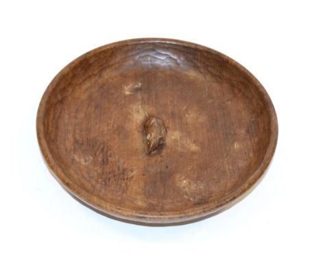 A Robert ''Mouseman'' Thompson Oak Circular Fruit Bowl, with carved mouse signature to the interior, 29cm diameter