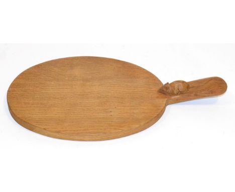 A Robert ''Mouseman'' Thompson Oak Large Chopping Board, with carved mouse signature, 46cm by 35cm; and A Robert ''Mouseman''