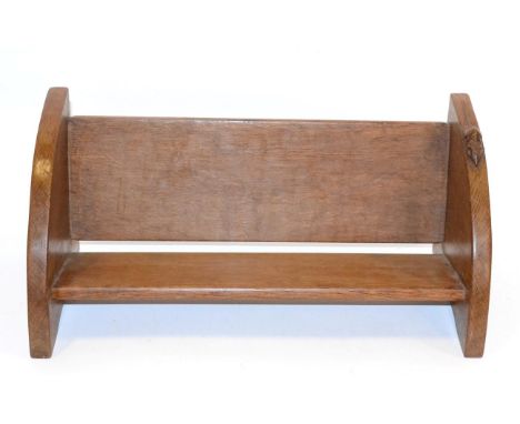 A Robert ''Mouseman'' Thompson Oak Book Trough, with carved mouse signature, 45cm long