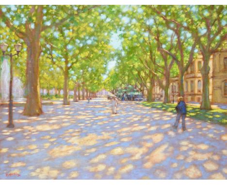 John Mackie (b.1953)  ''Evening light, Montpellier'' Signed, signed and inscribed verso, oil on canvas, 71cm by 91cm   *Artis