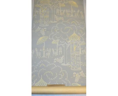 Four Rolls of 1950's ''Frivolite'' Hand Printed Wallpaper, designed by Mary Storr, retailed by John Line & Sons Ltd, regd No.