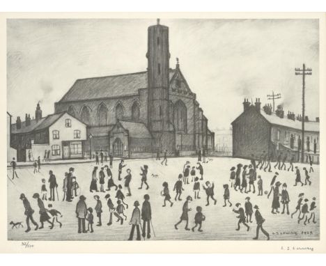 After Laurence Stephen Lowry R A (1887-1976) ''St. Mary's Beswick'' Signed in pencil, numbered 32/500, with the blindstamp fo