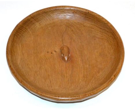 A Robert ''Mouseman'' Thompson Oak Circular Fruit Bowl, with carved mouse signature to the interior, 29cm