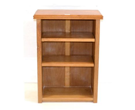 A Robert ''Mouseman'' Thompson Oak Bedside Bookcase, with two adjustable shelves, with recessed carved mouse signature, 49.5c