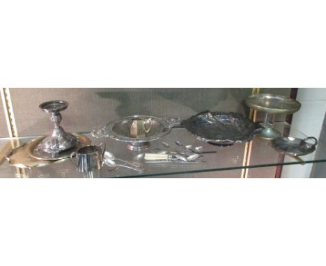 Various items of silver plated ware to include a Bachmann &amp; Co pedestal comport, two handled dish etc  