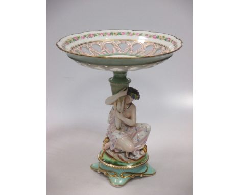 A 19th century porcelain comport together with a Poole pottery jug  