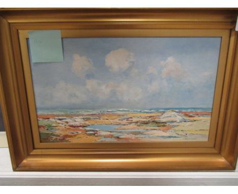 George Miller (Scottish, 20th century) 'West Coast Scotland', oil; (English Folk School) 'ploughing'; Anni Logstrup (Danish) 