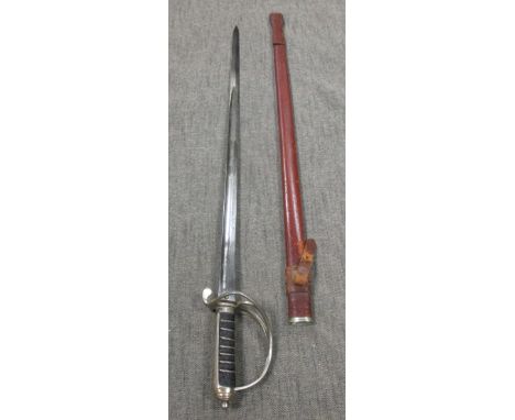 A Henry Wilkinson second world war period officers sword, stamped 27957, together with two leather sword straps  