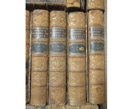 Leather bound books including pickwick papers 1837 first edition (spine repaired, foxing) together with various other typical