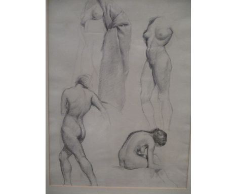 Percy Horton (British, 1897 - 1970) Two studies of nudes and a sketch of a breast feeding baby - from the artists studio (3) 