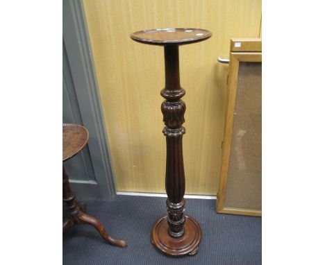 A 19th century mahogany jardinere stand, 107cm high, together with a 1920s stool, a 19th century pot cupboard, a wall mirror,