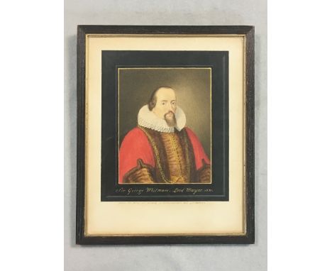 Attributed to George Perfect Harding (British, c. 1780-1853), Portrait of Sir George Whitmore, Lord Mayor 1631, watercolour, 