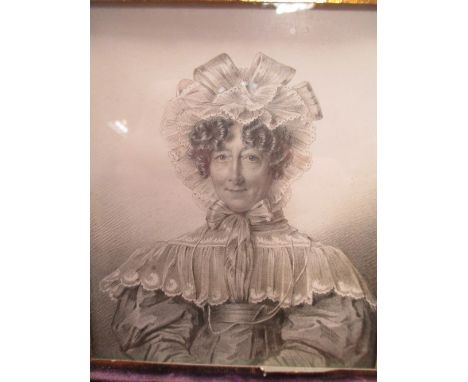 Victorian miniature portrait, unsigned, of 'Mrs Williams', 12 x 10.5cm, on card behind glass, in leather case; and a quantity
