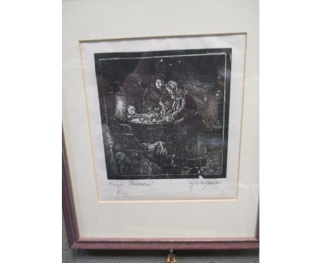 A collection of wood engraving to include, Helmutt Weisweiller 'The Trenches', Leslie Evans 'Sick Room', Mary Hodgkinson 'Fig