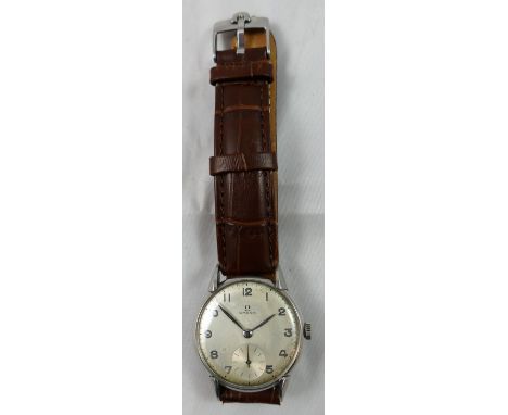 Omega - a gentleman's stainless steel manual wind wristwatch, circa 1946, model 2408/2, movement number 10, 895, 130, the sil