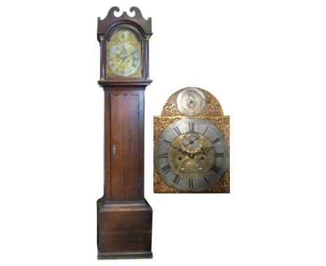 Samuel Atkinson, Bridlington - a George III eight day oak case longcase clock, the 12" brass dial with subsidiary seconds dia