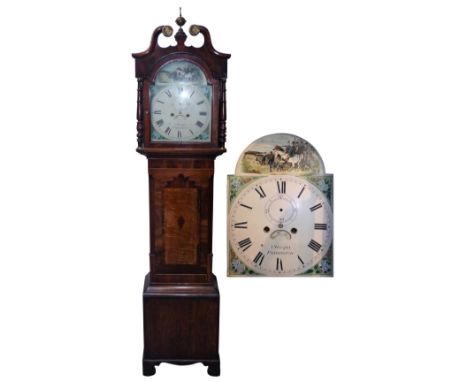 I. Wreghit, Patrington - a George III mahogany and oak cased eight day longcase clock, the 13" painted dial with subsidiary s